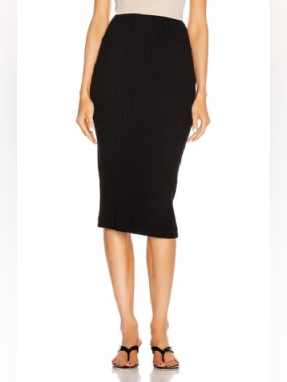 New Enza Costa Military Cotton Rib Pencil Skirt in Black